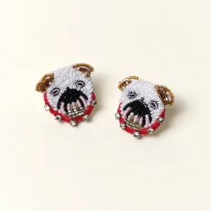 Bulldog Stud Earrings White by Mignonne Gavigan