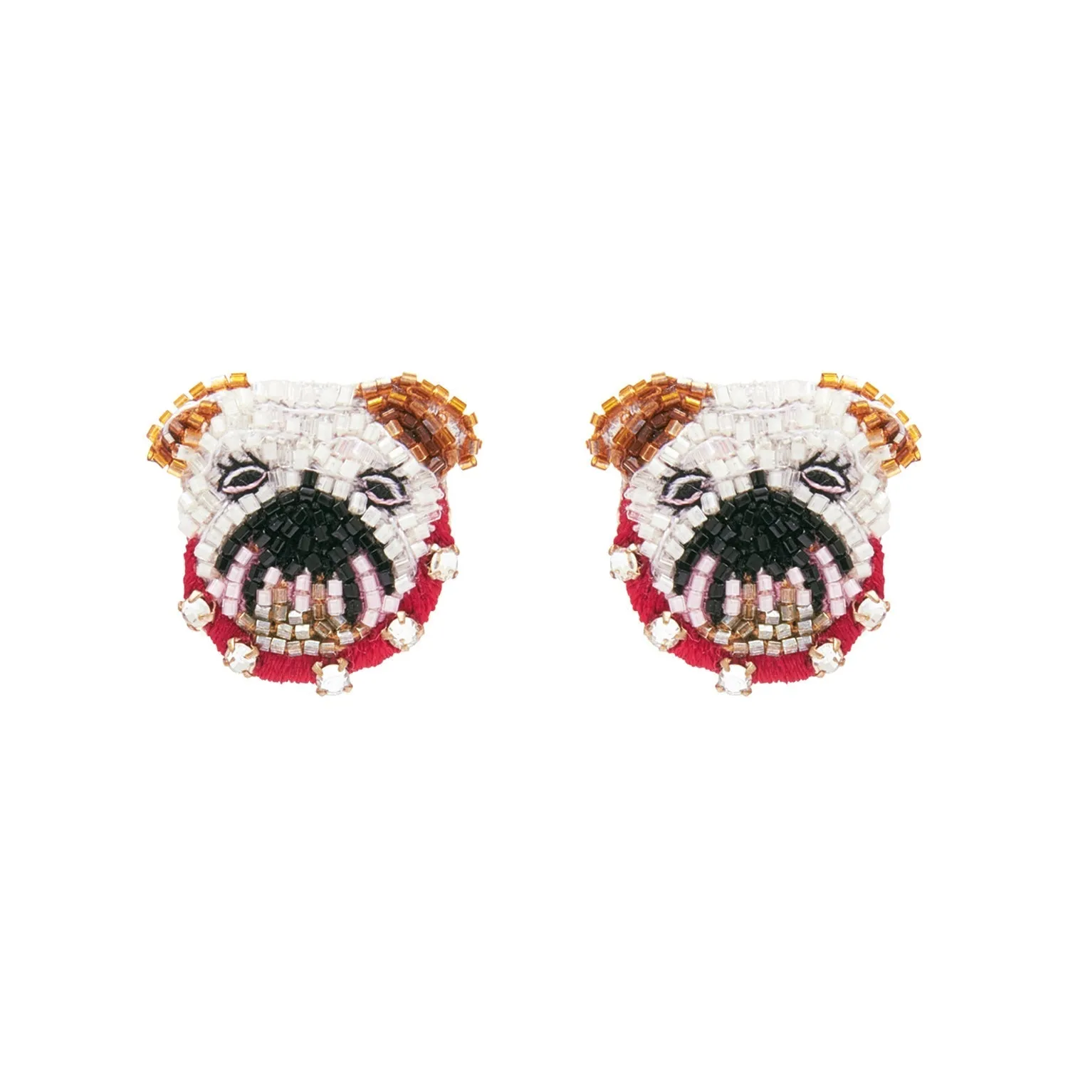 Bulldog Stud Earrings White by Mignonne Gavigan