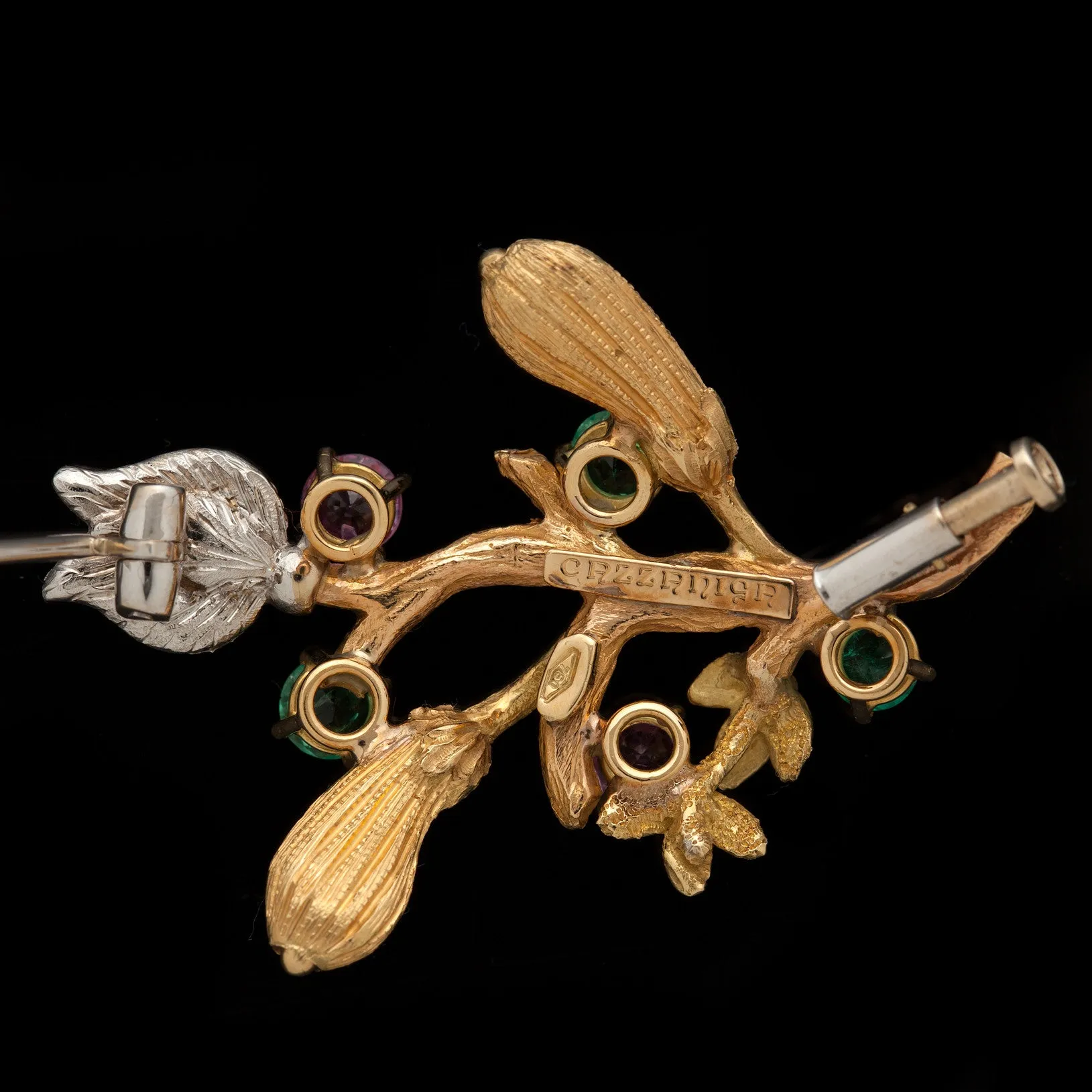 Cazzaniga Gold Floral & Branch Brooch