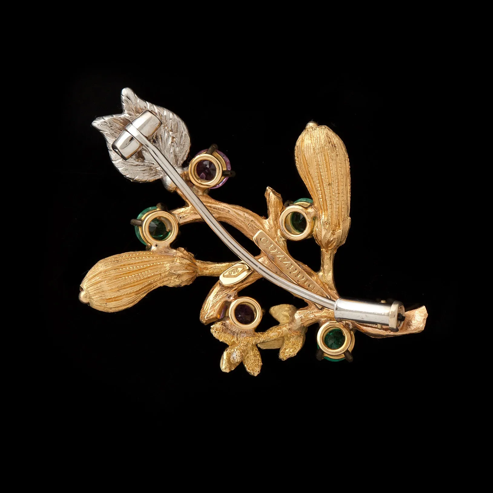 Cazzaniga Gold Floral & Branch Brooch