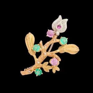 Cazzaniga Gold Floral & Branch Brooch