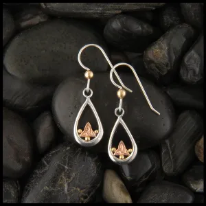 Celtic Trinity Teardrop Earrings in Silver and Gold