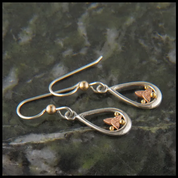 Celtic Trinity Teardrop Earrings in Silver and Gold