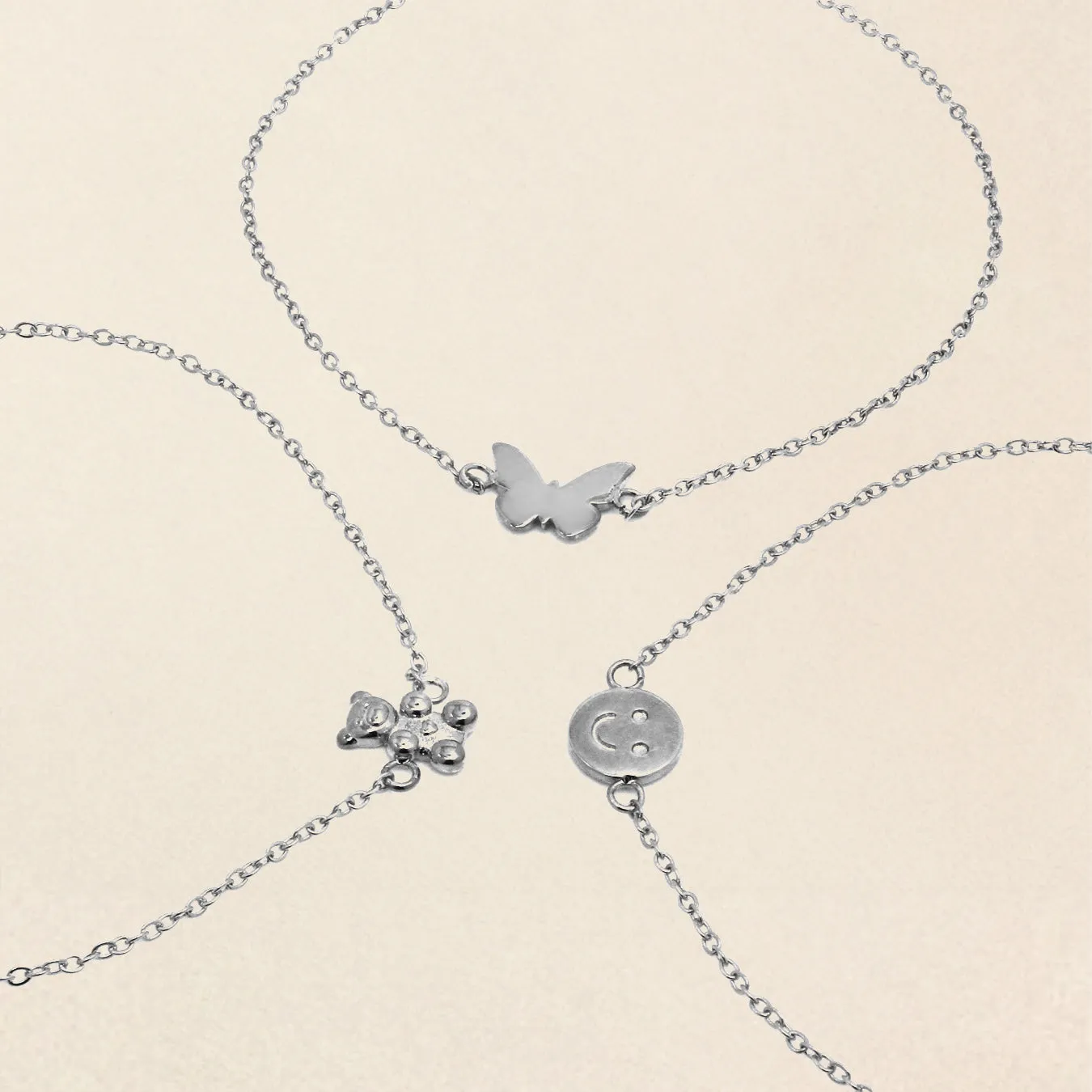 Children's Bear Friendship Bracelets - Silver