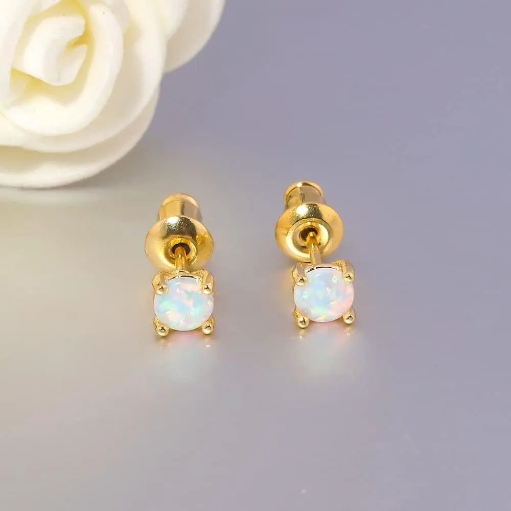 CiNily Huggie Earrings Opal Hinged Hoop Earrings Gold Plated Hypoallergenic Small Hoop Earrings for Women Teen Girls Men Sensitive Ears