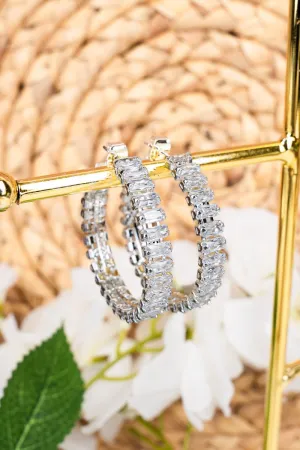 Crystal Avenue Josephine Silvertone Hoop Earrings