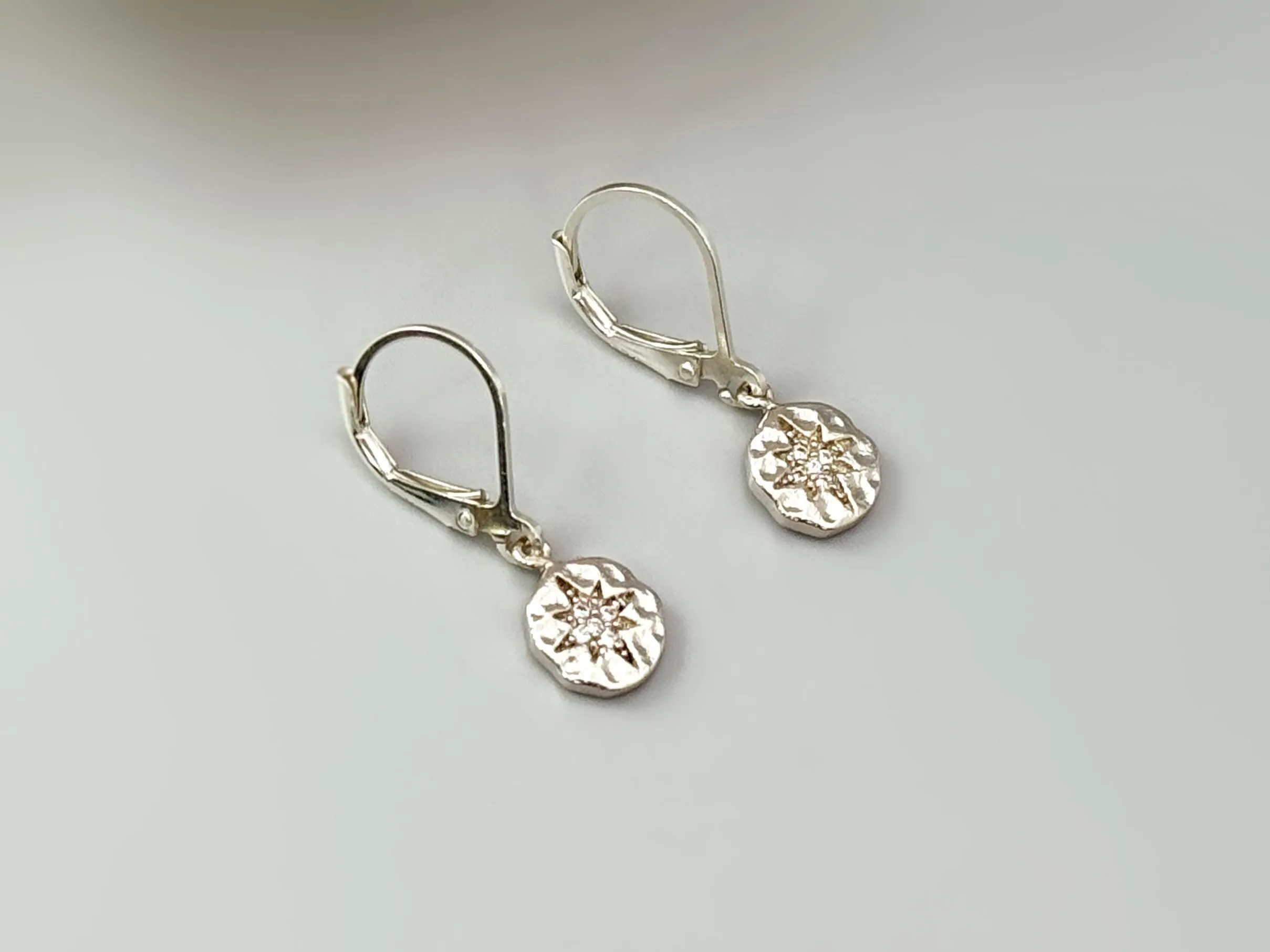 Crystal Compass Star Earrings dangle gold, silver rose gold