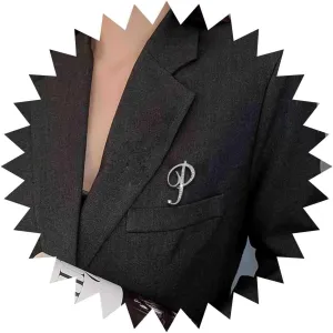Crystal Letter Brooch Pin Silver Initial Brooches Pin Dainty Custom Initial Brooch Letter B Brooch Pin Lapel Pin Tie Decorative for Women Clothing Dress Suit(B)