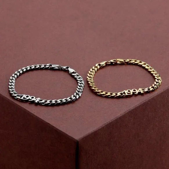 Customized Number Bracelet for Men Solid Silver Miami Cuban Chain