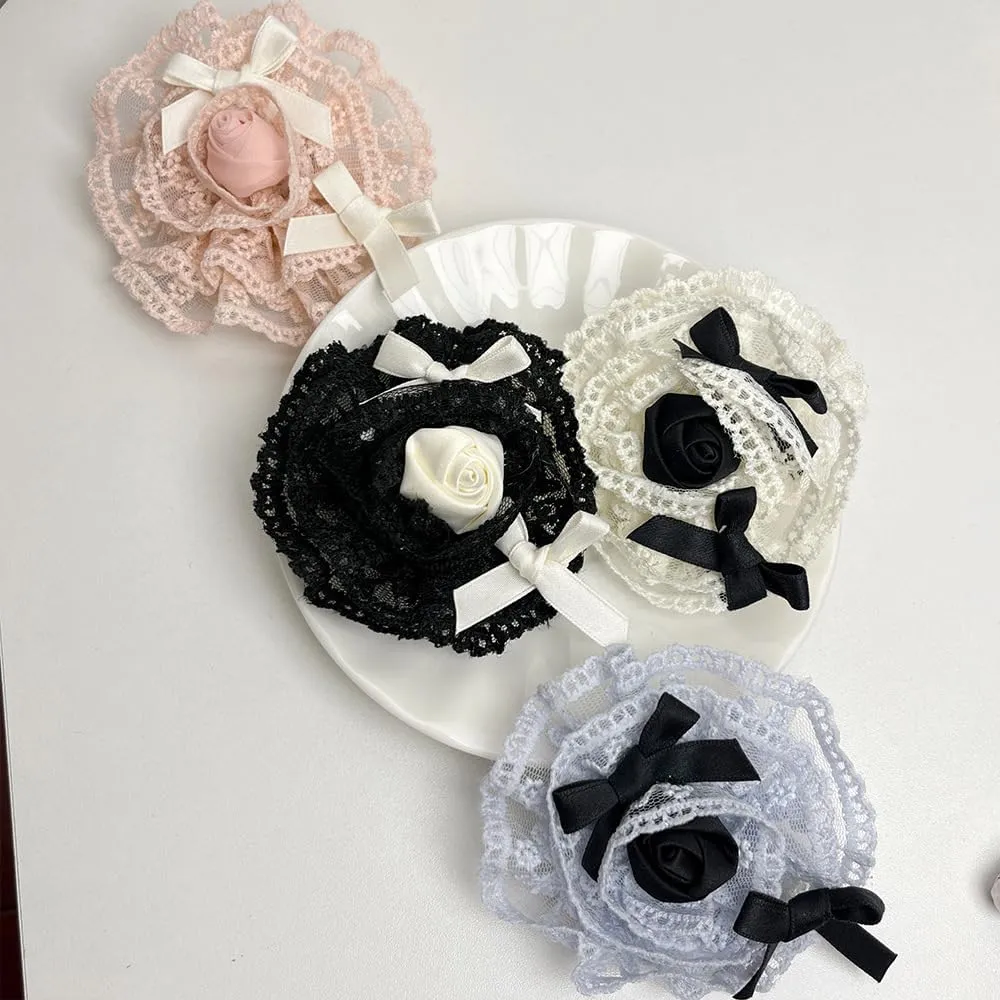 Dainty Satin Lace Rose Flower Brooches Large Big Camellia Brooch Pins for Women Elegant Corsage for Sweet Girls Summer Camisole Skirt Collar Accessories Party Wedding Valentine's Day Gifts