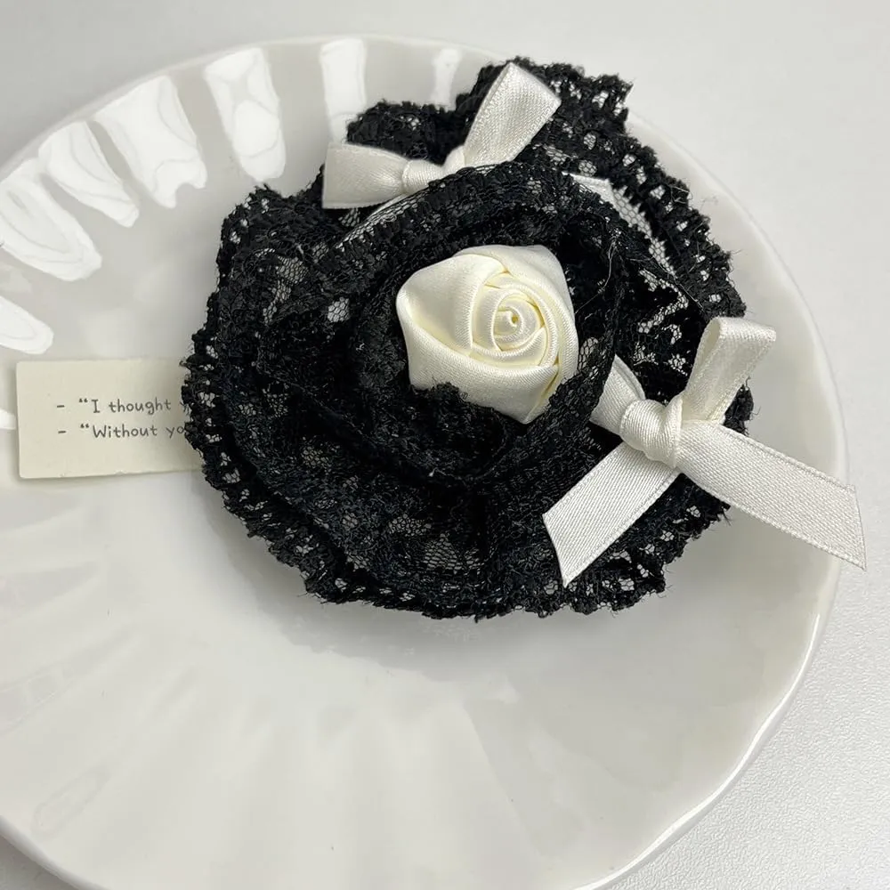 Dainty Satin Lace Rose Flower Brooches Large Big Camellia Brooch Pins for Women Elegant Corsage for Sweet Girls Summer Camisole Skirt Collar Accessories Party Wedding Valentine's Day Gifts