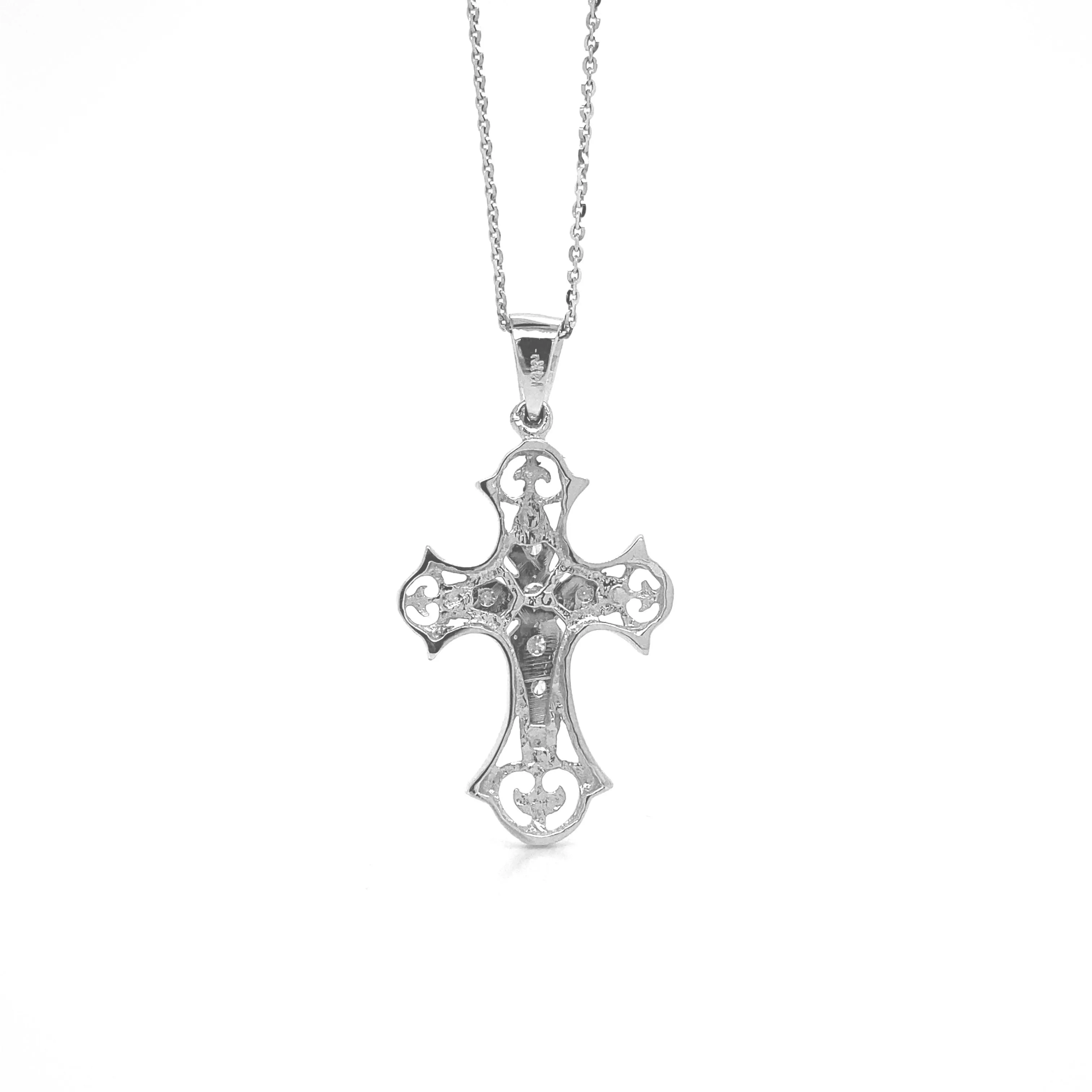 Diamond Cross Pendant White Gold P020