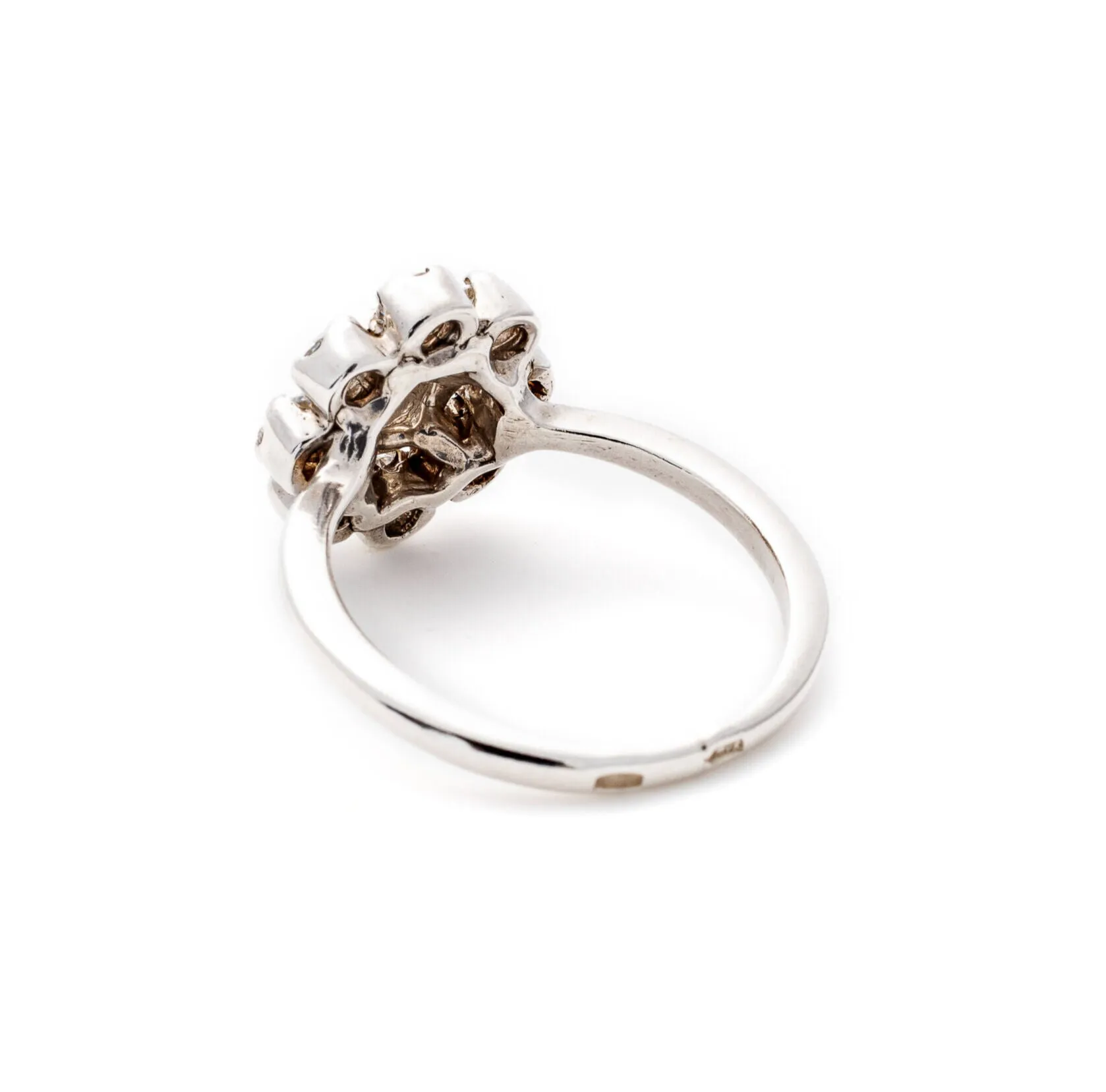 Diamond Flower Ring - Daisy Silver Ring - Vintage Diamond Ring