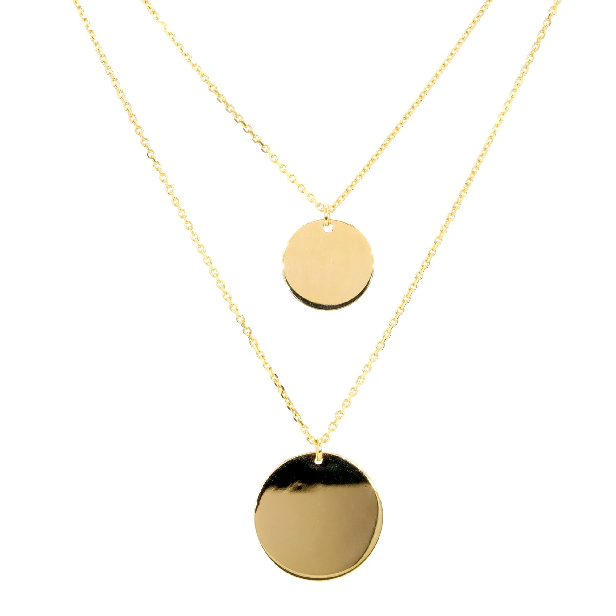 Engravable Double Disc Strand Bib Necklace