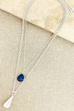 Envy Silver Double Layer Teardrop Necklace