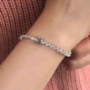 Fancy Marquise Tennis Bracelet, Sterling Silver