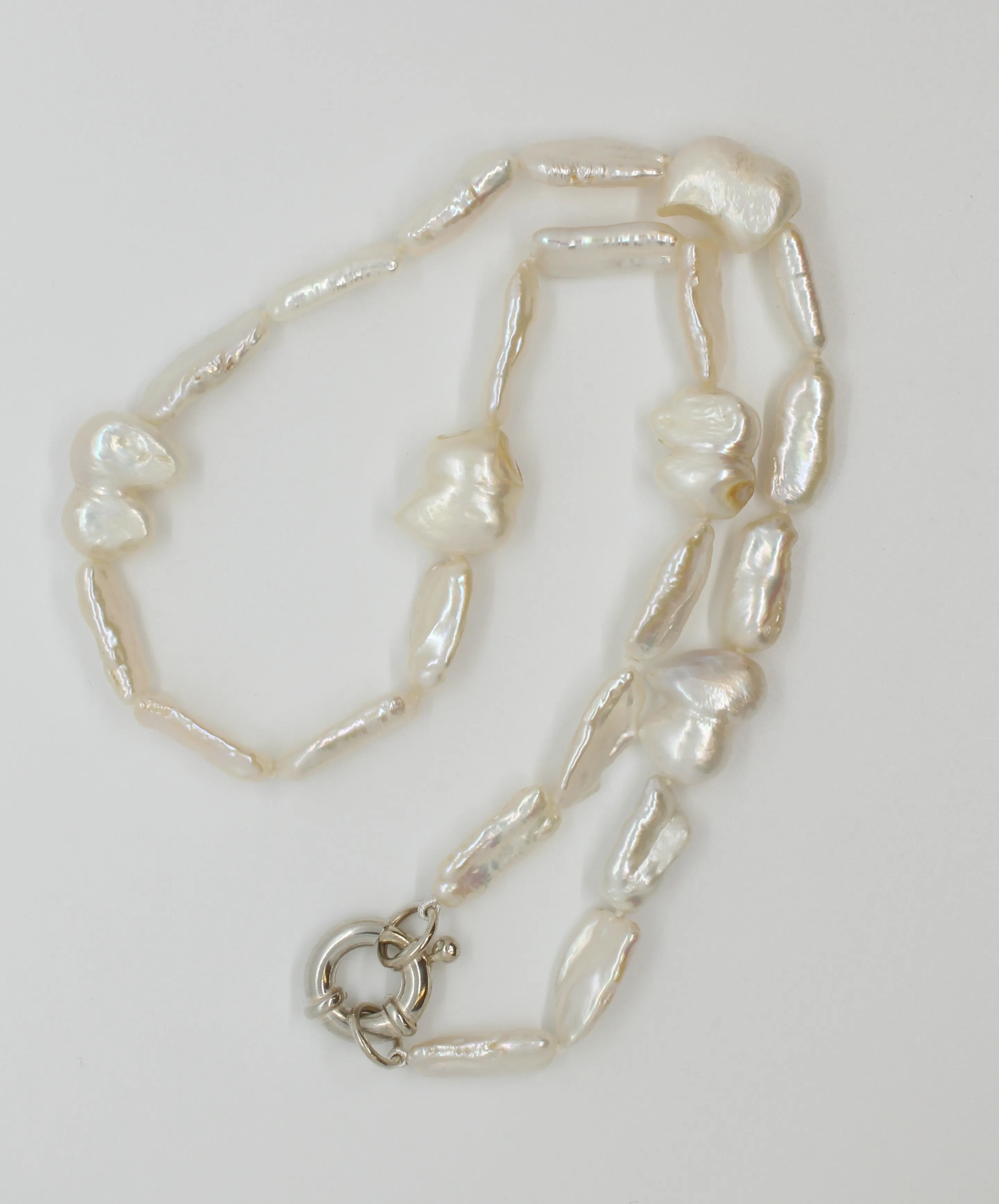 Freshwater White Mixed Shape Pearl Necklace