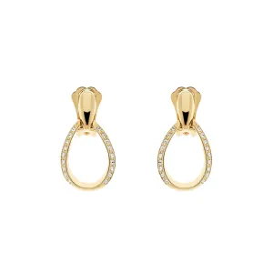 Gold Crystal Teardrop Clip Earrings
