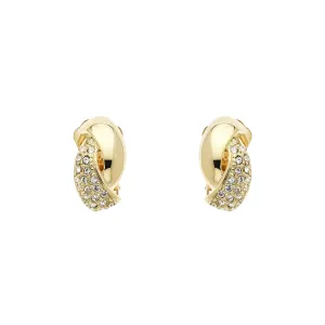 Gold Crystal Twist Clip Earrings
