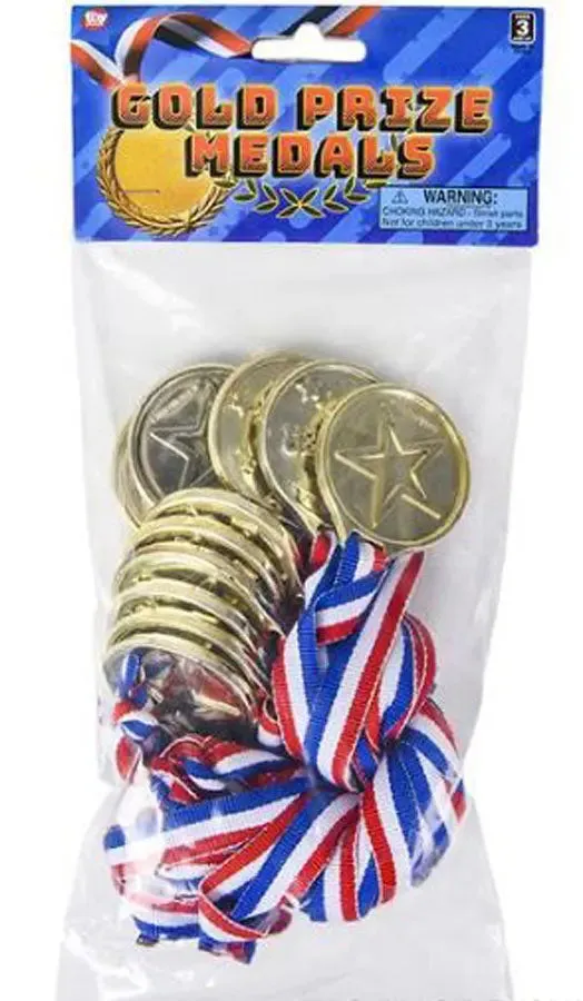 Gold Medal Necklaces, 12pcs/Bag