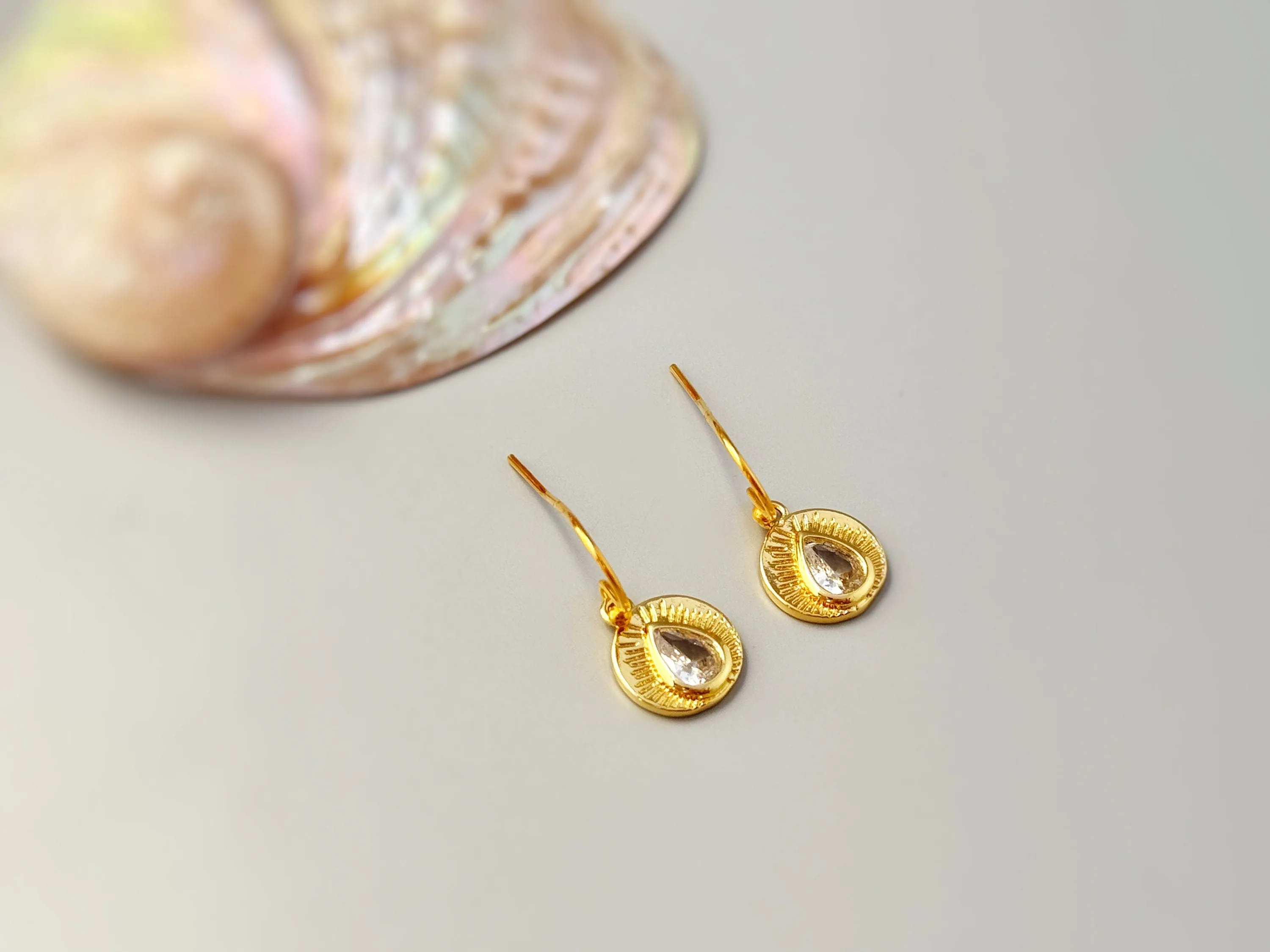 Gold Sunburst Crystal Earrings dangle