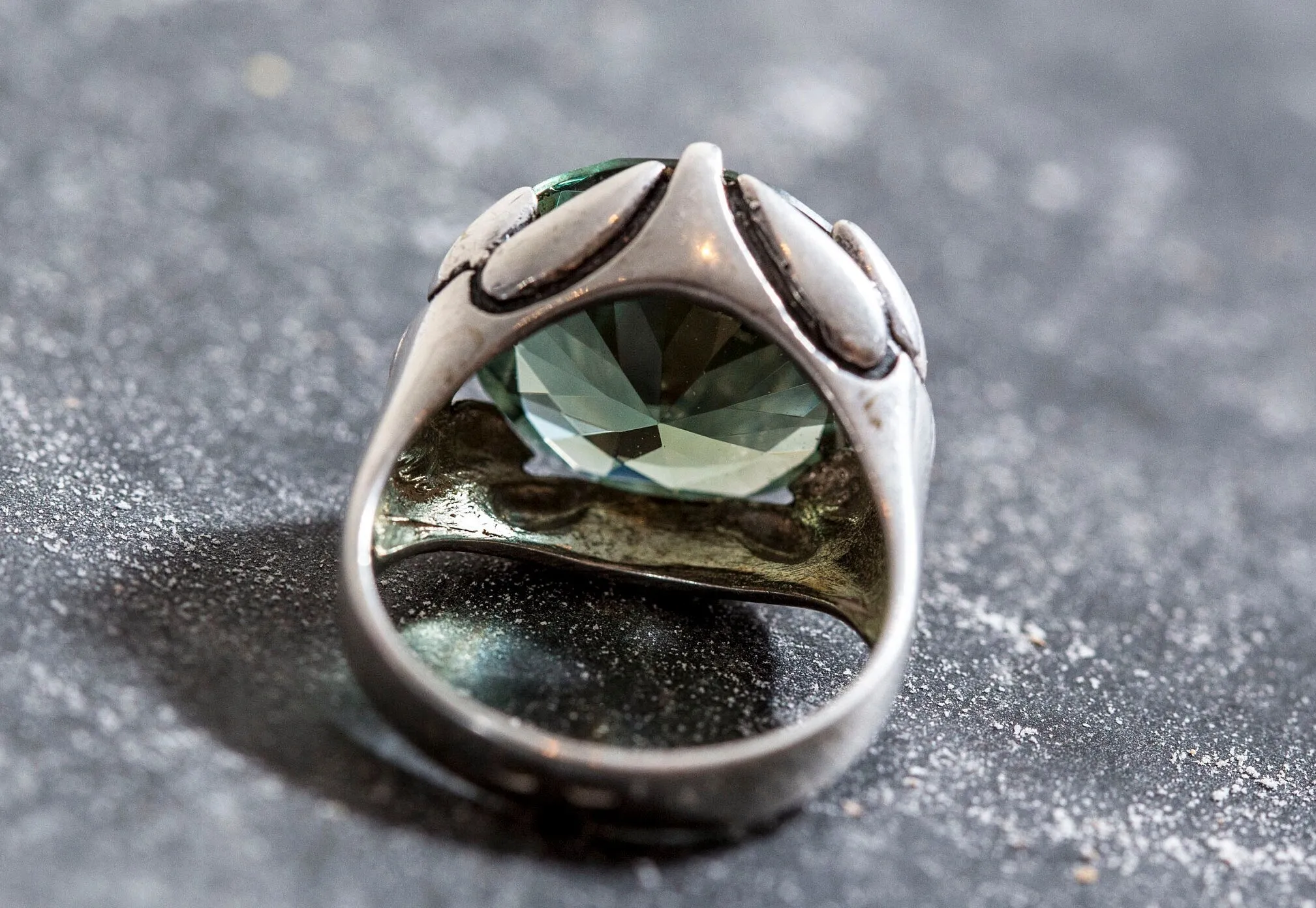 Green Diamond Ring - Large Green Ring - Statement Green Diamond Ring