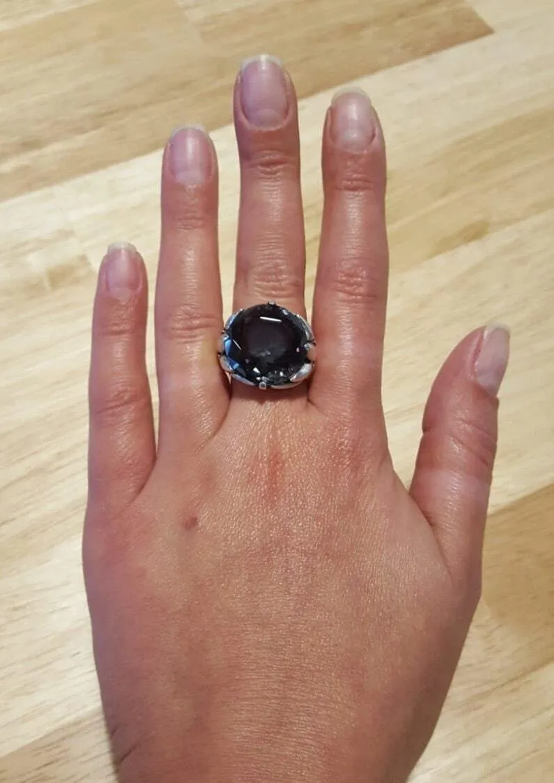 Green Diamond Ring - Large Green Ring - Statement Green Diamond Ring