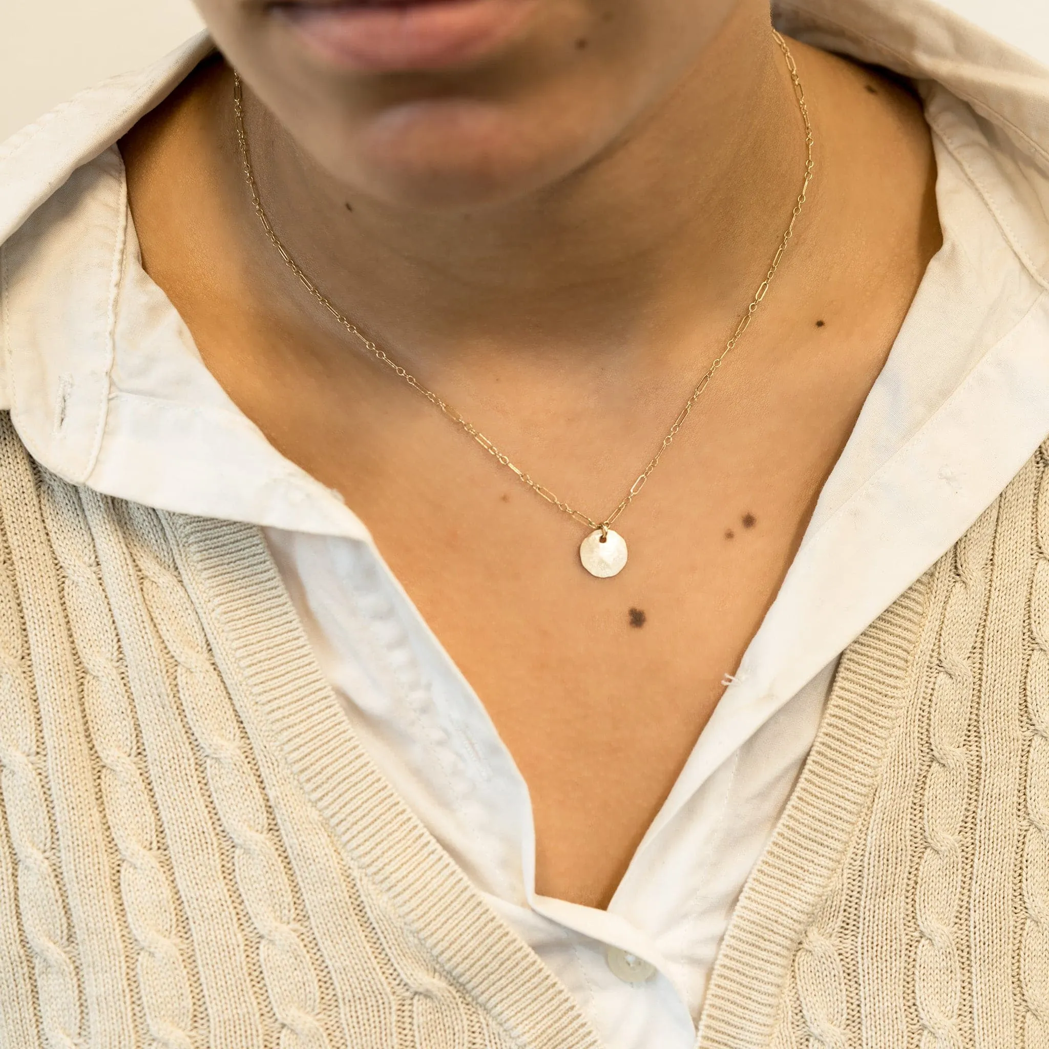 Hammered Disc Pendant Necklace