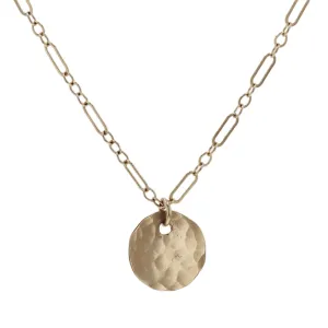 Hammered Disc Pendant Necklace