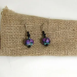 Handmade Purple & Black Artisan Earrings