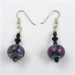 Handmade Purple & Black Artisan Earrings