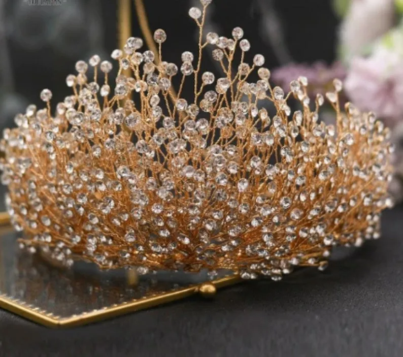 HP-0010 l Large Crystal Rhinestone Flower Brooch Brooches SILVER l GOLD l Bridal l Bridesmaids l Hair Comb