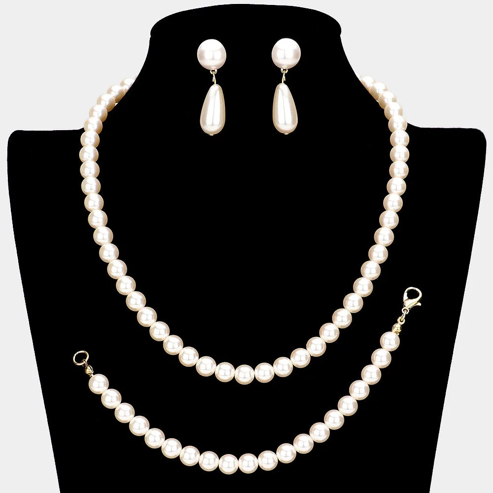 iLLASPARKZ 3PCS Pearl Necklace Jewelry Set