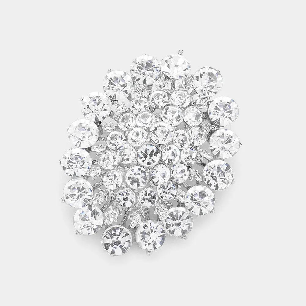 iLLASPARKZ Glass crystal cluster oval brooch