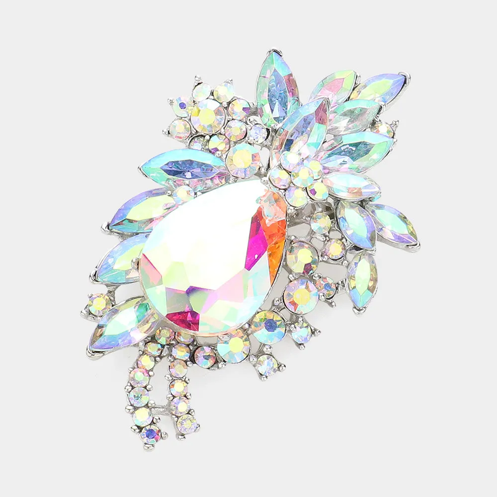 iLLASPARKZ Glass Crystal Teardrop Flower Pin Brooch / Pendant