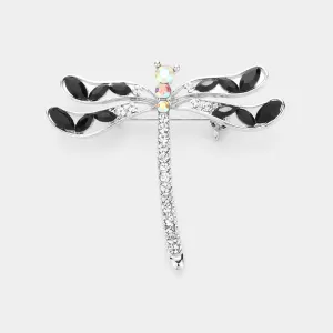 iLLASPARKZ Marquise Round Stone Embellished Dragonfly Pin Brooch