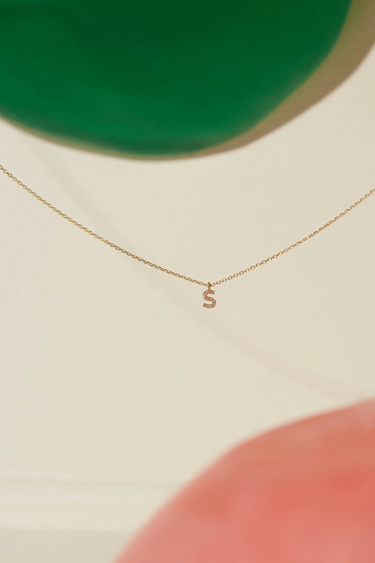 IN STOCK DIAMOND INITIAL NECKLACE YELLOW GOLD