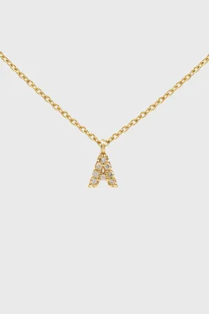 IN STOCK DIAMOND INITIAL NECKLACE YELLOW GOLD
