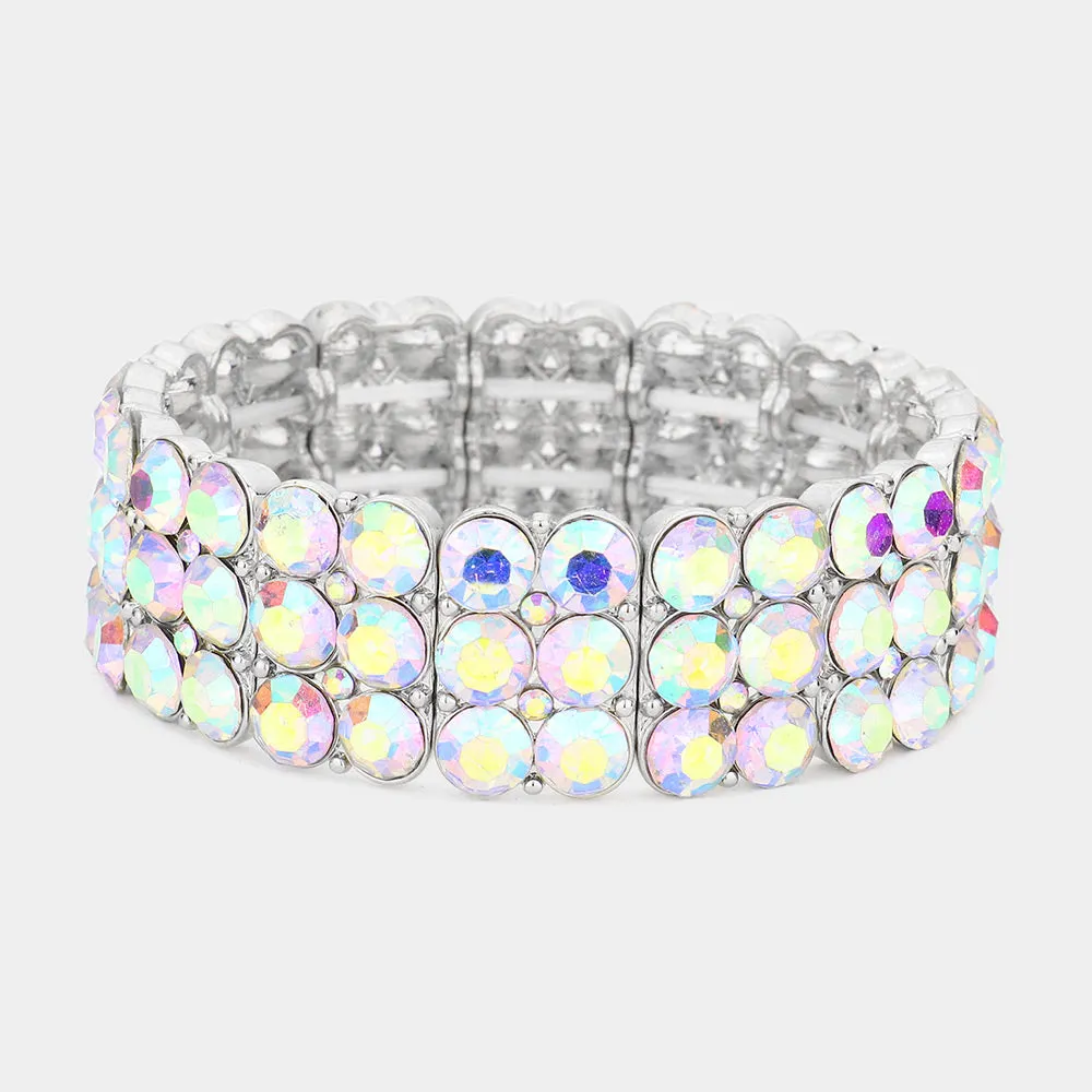 ISIS – 3 row ab rhinestone stretch bracelet