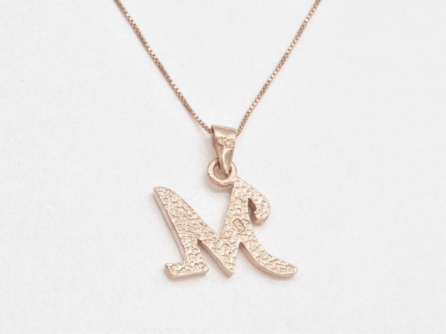 Letter M Pendant -  Alphabet letter Necklace - Rose Gold Letter Necklace