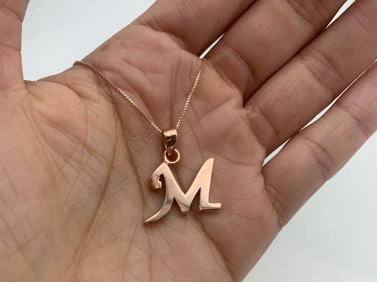 Letter M Pendant -  Alphabet letter Necklace - Rose Gold Letter Necklace