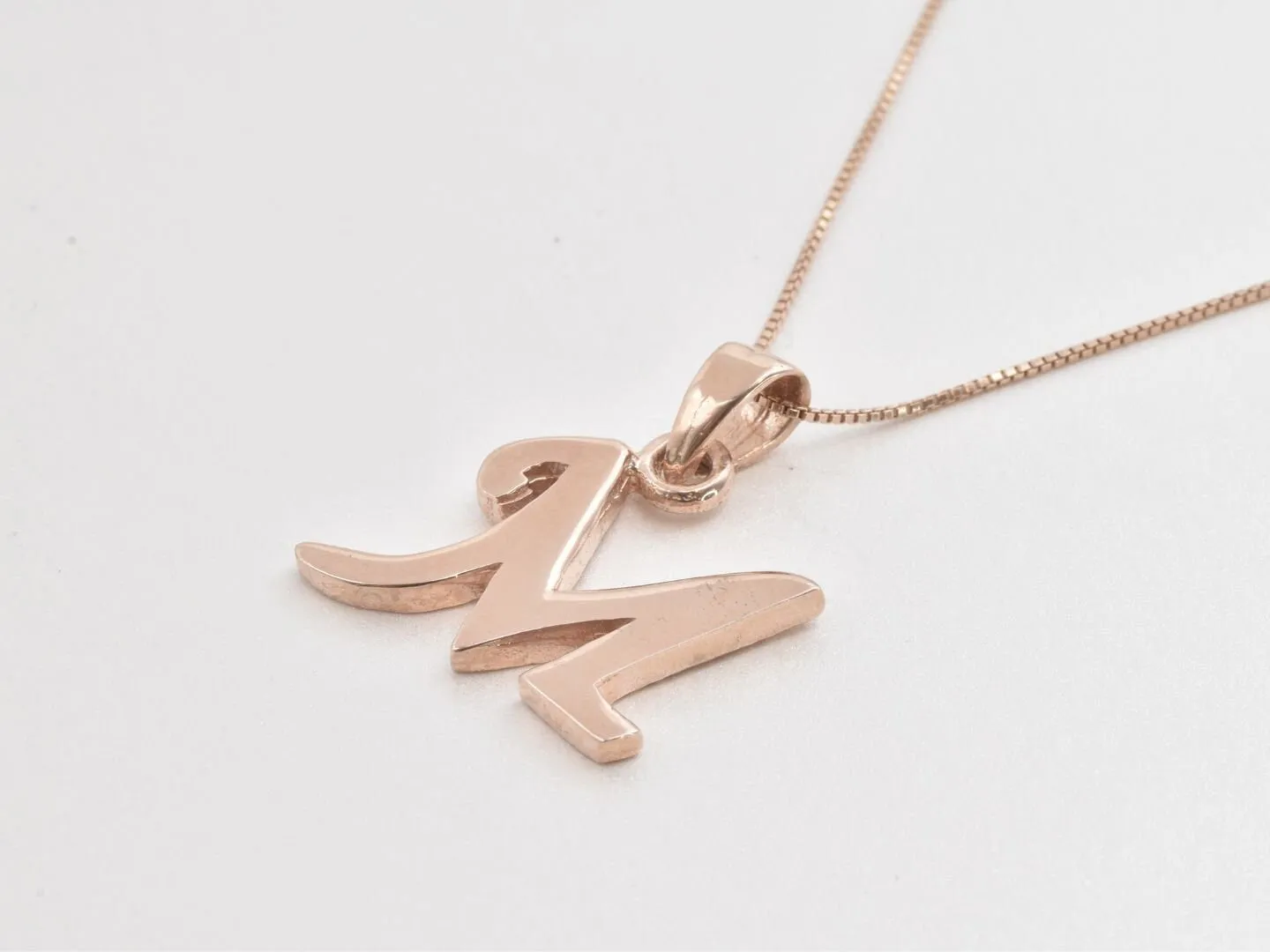 Letter M Pendant -  Alphabet letter Necklace - Rose Gold Letter Necklace