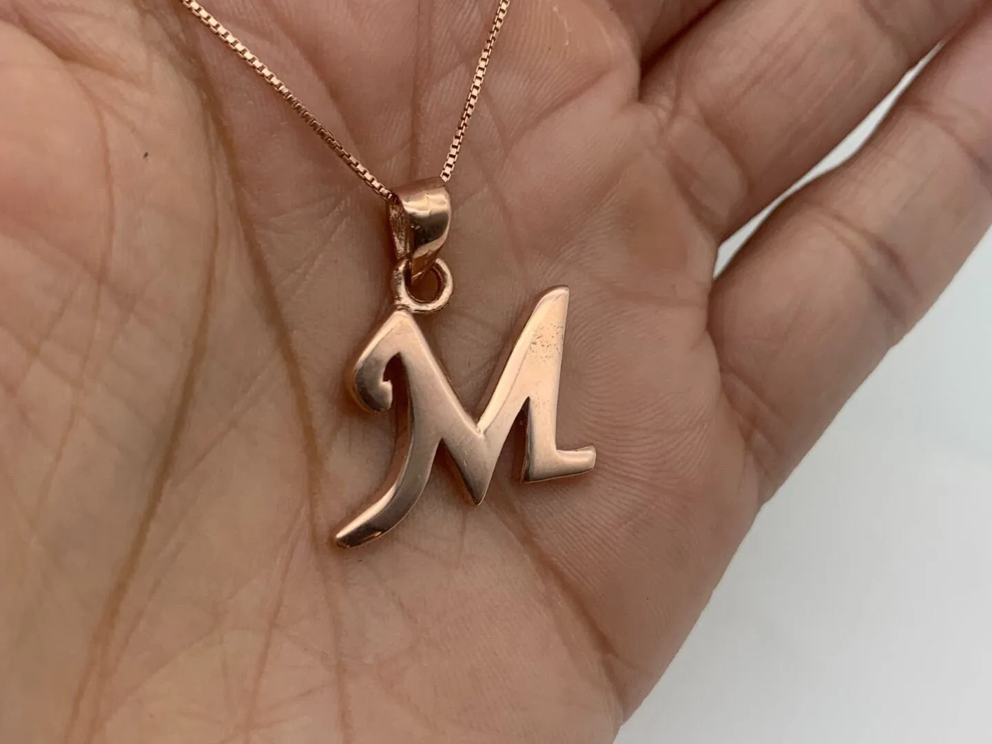 Letter M Pendant -  Alphabet letter Necklace - Rose Gold Letter Necklace