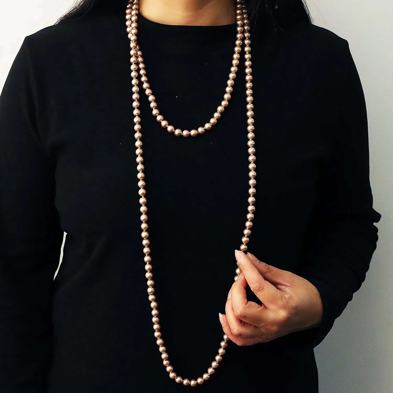Long Pearl Necklaces for Women 70" Pearl Necklace Chunky Bead Layered Pearl Necklace Faux Pearl Dangle Necklace Wedding Bridal 1920s Gatsby Costume Jewelry Gifts