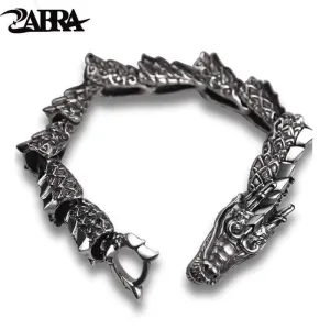 Luxury Pure 925 Sterling Silver Dragon Bracelet Men Vintage Rock Biker Men's Bracelets Man Silver 925 Jewelry (20 point 5 cm)
