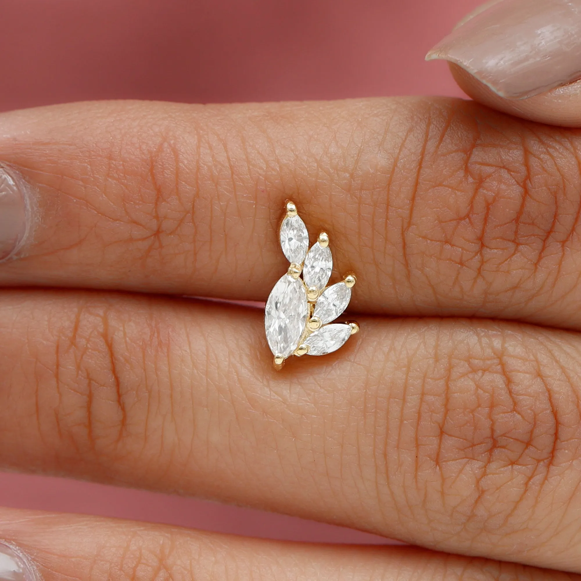 Marquise Diamond Cluster Helix Earring with Flat Back