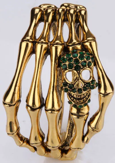Metal Skull Skeleton Hand Grasp Bracelet