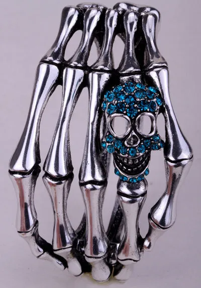 Metal Skull Skeleton Hand Grasp Bracelet