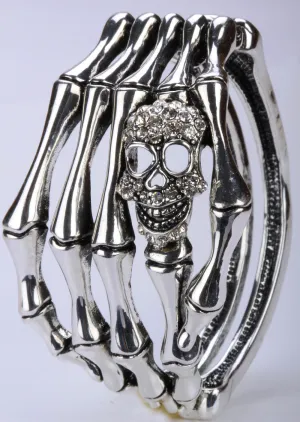 Metal Skull Skeleton Hand Grasp Bracelet