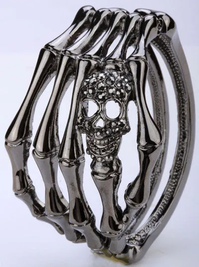 Metal Skull Skeleton Hand Grasp Bracelet